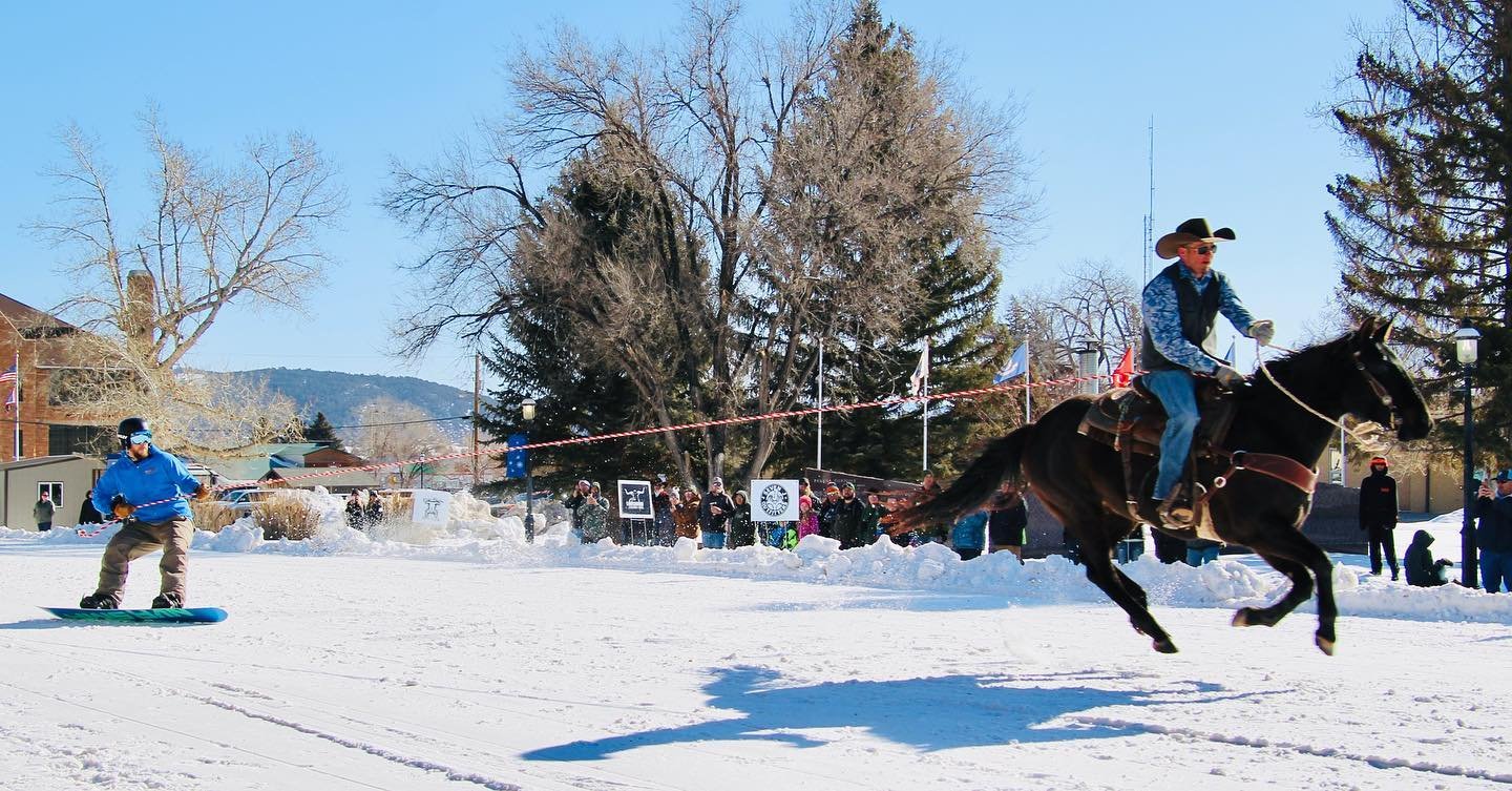 Photo by user beankelsey07, caption reads Skijoring in Sundance.

#skijoring #sundancewy #thatswy #explore #skiing #snowboarding #horses #winterfest #winter #wyoming #wildwest #americanwest #letsrodeo #cowboysandcowgirls