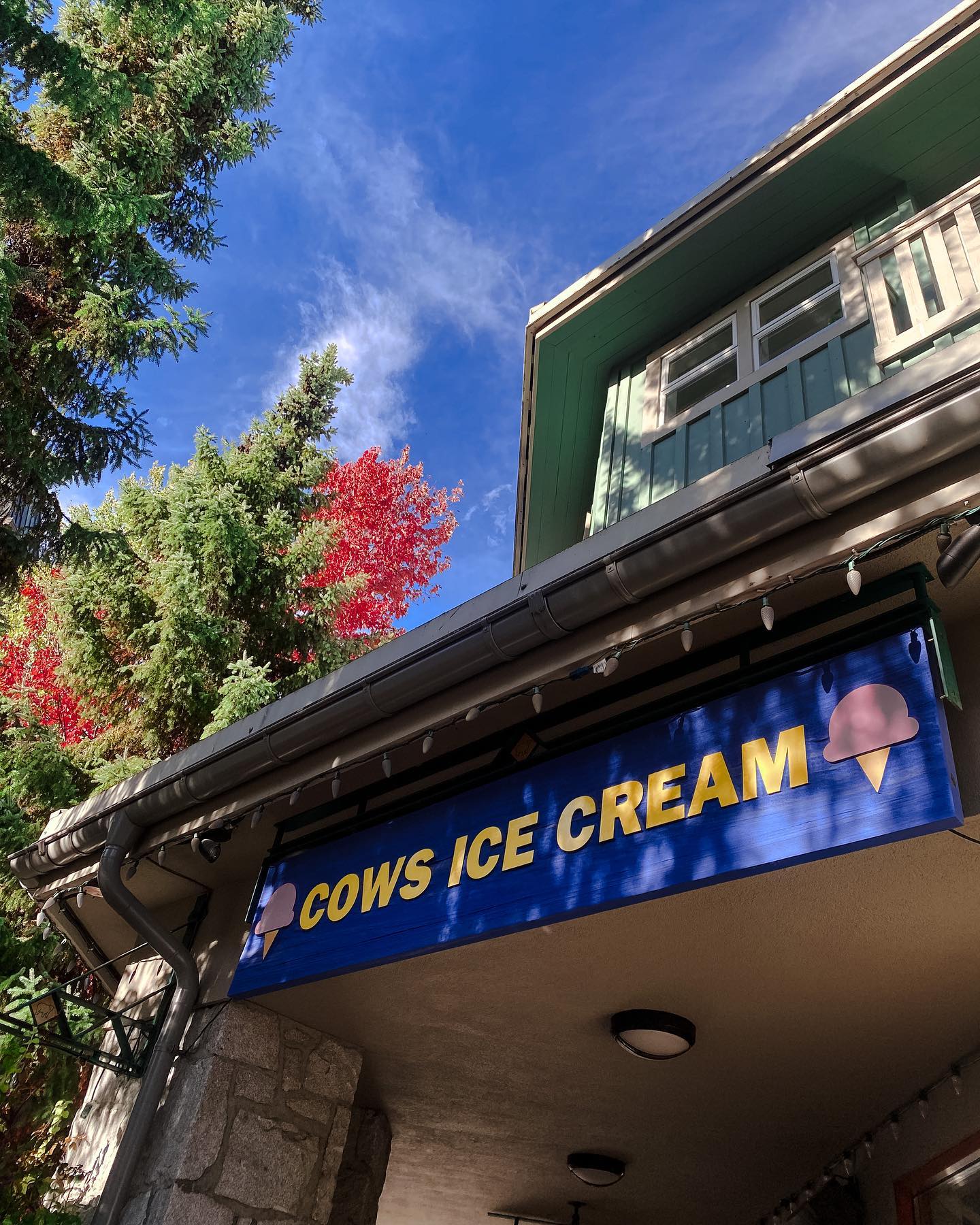 photo by Aliya🌼🌼영연 caption reads: 秋天的加拿大🍁
浪漫的小鎮💕
還有必吃的 #cowsicecream 

#vancouver #canada #whistler #trip #icecream