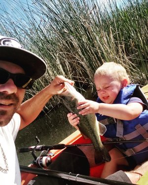 We have multiple catches this week in celebration of National Go Fishing Day yesterday. Thank you to everyone who sent us pictures. Buy your fishing license at ndowlicensing.com and get your family out there. You may be our next Catch of the Week! #nationalgofishingday #firstcatch #fishnevada #ndow #getoutside

Picture 1: William Sullivan and his adorable son Rylan had a successful National Go Fishing Day
Picture 2: Larry Hanson caught this 8.3 lb. striper at Lake Mohave near Willow Beach Marina. His grandson Ryan Hanson is pictured with him.
Picture 3: Jeremy Jaroboe(jurmer) sent in this picture of his daughter’s first catch at Boulder City Pond. What a great first catch!
Picture 4: Brianna Wickware(b_ri_e) made this catch at Illipah Reservoir