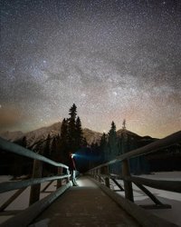 Photo by caffeinated.maddy, caption reads: The night sky over Pyramid Island in Jasper NP. 

Normally I try to go out with a plan, but this last week my planning was all for the Northern Lights which never really gave us the show it was promising. So when we finally got a clear moment I wasn't going to let it pass me by. 

I've got a couple of different shots from this evening, although editing is slow when your laptop needs repairs. 

#myjasper #venturebeyond #jaspernationalpark #petapixel #nightphotography #nightskyphotography #selfportrait  #exploretocreate #explorecanada #stargazing #photooftheday #jasperdarksky #wanderlust #longexposurephotography #astrophotography #astro #earthfocus #earthpix #worldcaptures #nationalparkgeek #thegreatoutdoors #parkscanada #findyouradventure #travelalberta