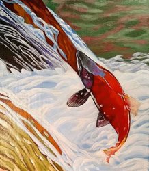 Photo by fernieartscoop, caption reads: “Homeward Journey” original acrylic painting by Karin Wardle
.
.
.
.
#fernieartscoop #karinwardle #homewardjourney #shopsmall #shoplocal #shopfernie #fernieartists #ferniebc #ferniepainter #fernie