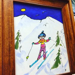 Photo by alicebyrnedesigns, caption reads: Special moments we never forget #skiart #fernie #skiart_mag #fernieartist #kootrocks #ferniestoke #ferniealpineresort #madewithlove #memoriesforlife #commission welcome #fernieartscoop