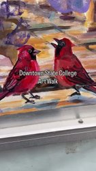 Photo by happyvalleypa, caption reads: Downtown State College = an outdoor art museum 🎨 No ticket required. Grab an Art Walk brochure and explore! 

#happyvalleypa #statecollege #art #murals #pennstate